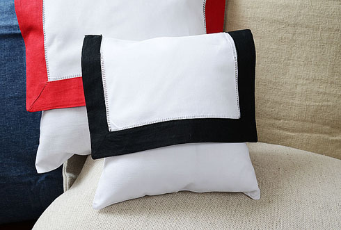 Mini Hemstitch Baby Envelope Pillows 8x8" Black color border - Click Image to Close
